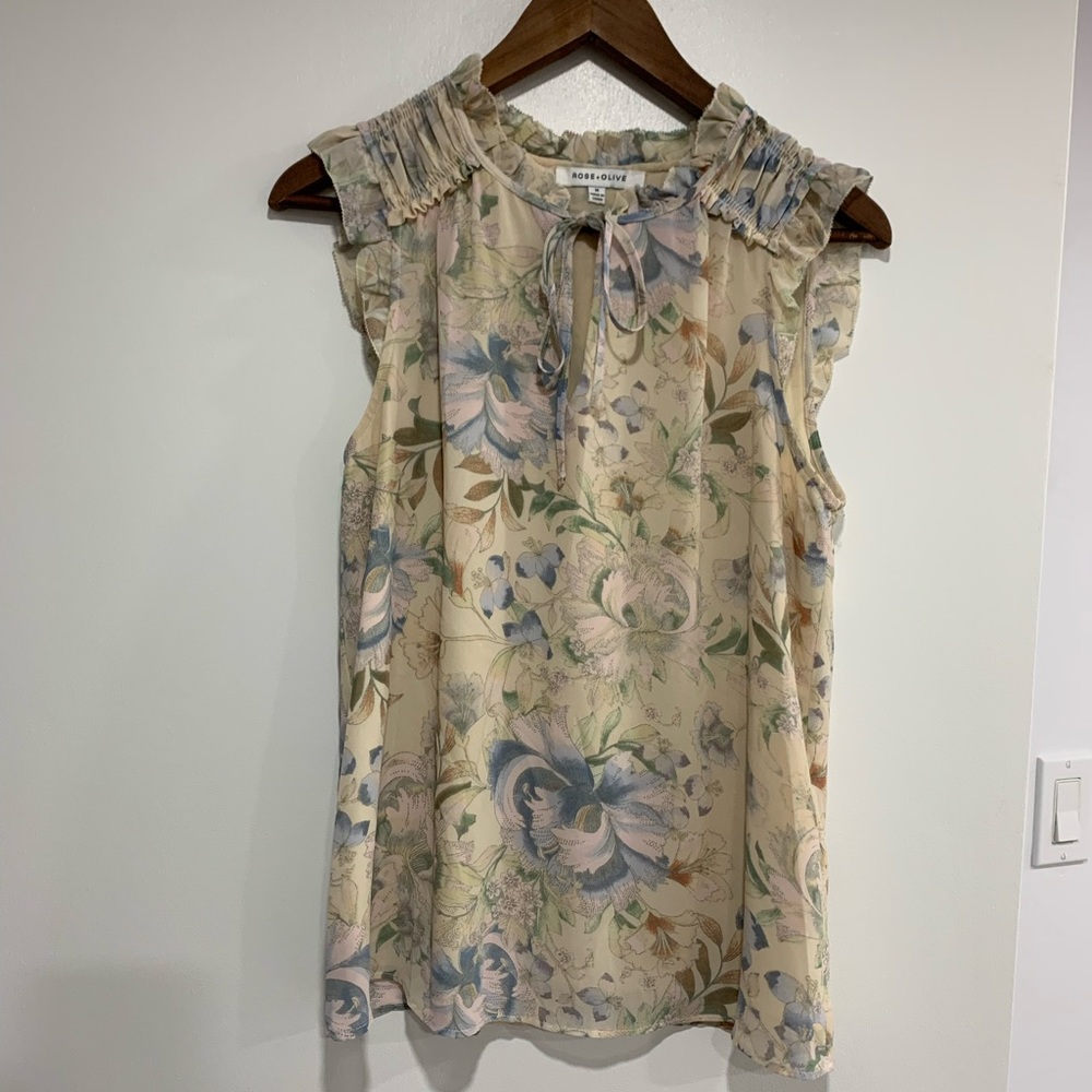Rose + Olive Floral Sleeveless Blouse